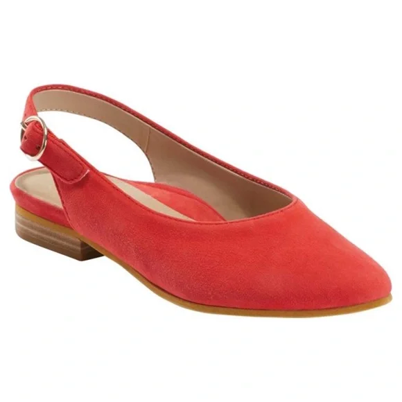 Earth Uptown Ursula Slingback Spicy Red Soft Suede Closed Toe Shoes Size 8M - Picture 1 of 16